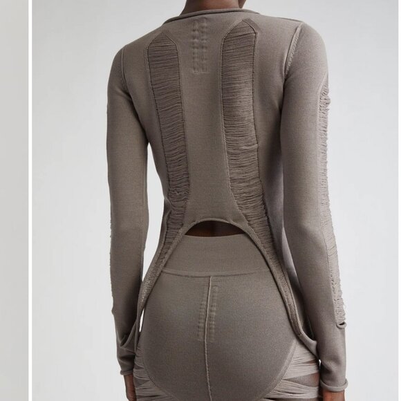 NEW size L Rick Owens Hollywood ss25 Distressed Virgin Wool top - Picture 2 of 12